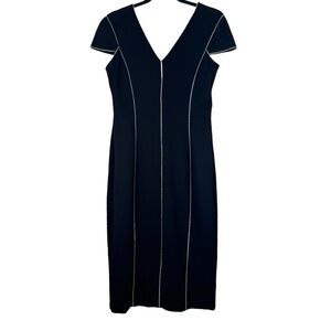 Isabel De Pedro Black Contrast Stitch Pencil Sheath Bodycon Dress NWT Size: 6